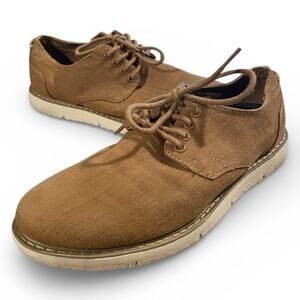 Toms Navi Oxford Shoes Men's 9 Brown Canvas Lace Up Casual Boat Comfort